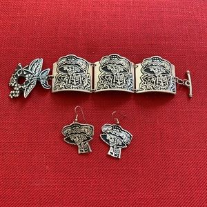 Day of the dead cuff bracelet and earrings